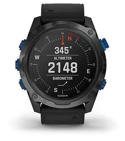 Комплект умные часы Garmin Descent MK2I, титановые с DLC-покрытием и черным ремешком + датчик Descent T1