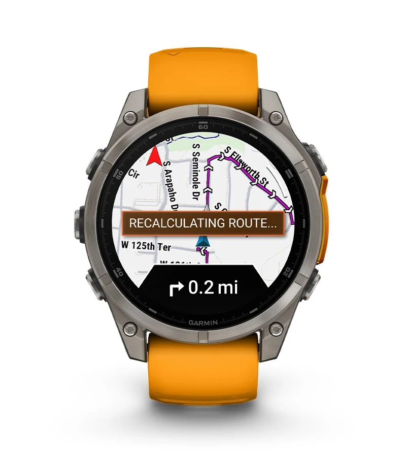 Умные часы Garmin Fenix 8, 47 мм, AMOLED, Sapphire Titanium with spark orange/graphite silicone band